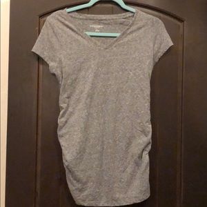 Grey short sleeve maternity shirt